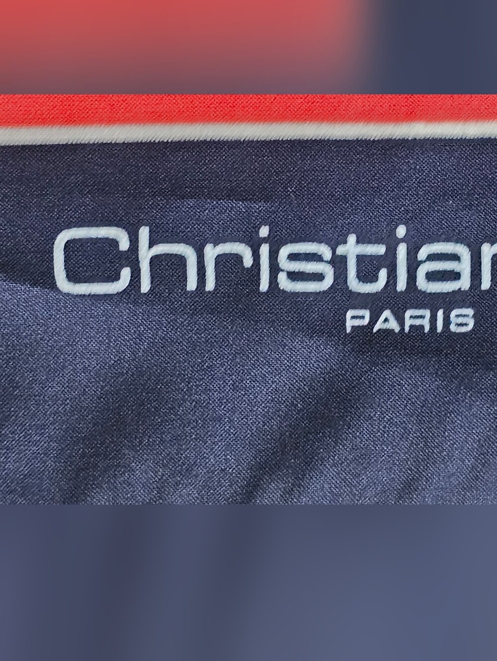 Christian Dior Paris Vintage Silk Scarf Geometric Square Plaid Red Blue White - Picture 3 of 5